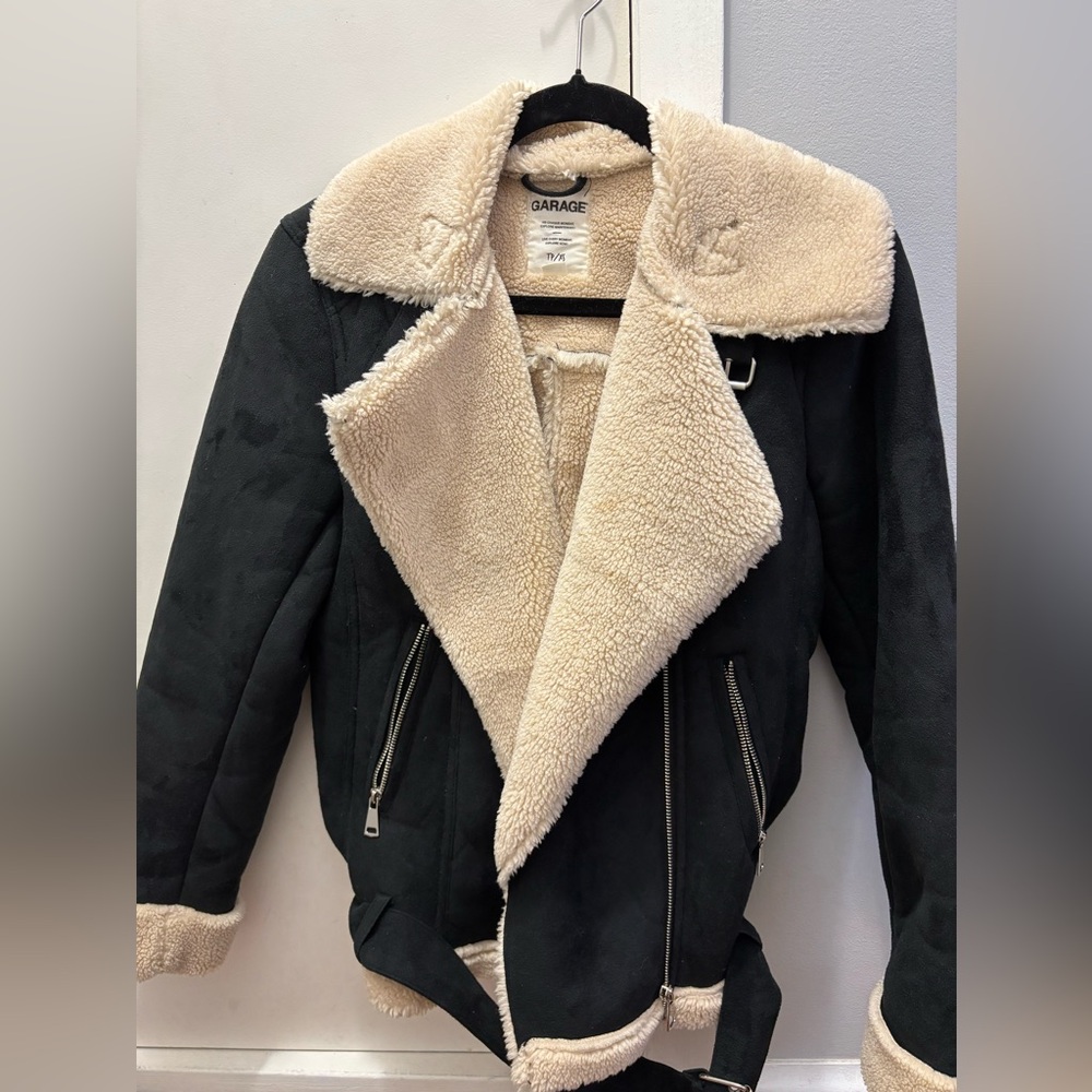 Garage Aviator Black Jacket with Sherpa Size Xs